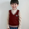 thumbnail image 2 of FAOWME Kids Boys Knitted Vest Sleeveless V Neck Print Color Block Warm Lightweight Sweater Top For Autumn Winter Daily Wear,,3-4 Years, 2 of 8