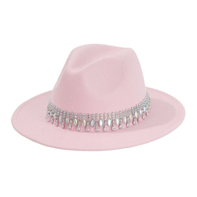 GPOECD Stylish Western Cowboy Hat with Rhinestone Embellishments for Country Dance Parties and Events Pink,One Size