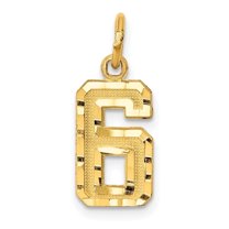 Diamond2Deal 10k Yellow Gold Casted Diamond-Cut Number 6 Charm Pendant for Women (L- 0.79 inch, W- 0.28 inch)