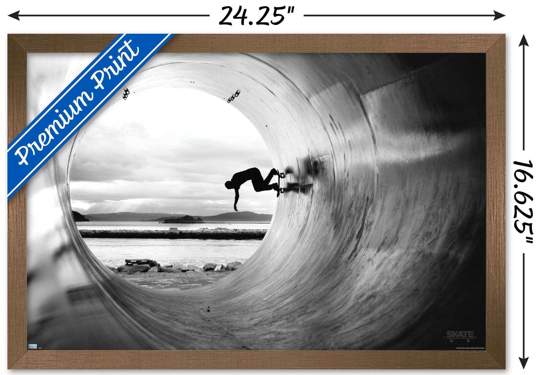 Skateboarding - Tube Wall Poster, 14.725" x 22.375", Framed