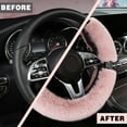 thumbnail image 4 of Fluffy Steering Wheel Cover for Women with Bling Crystal Diamond, Warm & Anti-Slip Plush Fur, Universal Fit for 14.5-15 Inch Steering Wheels, 4 of 10