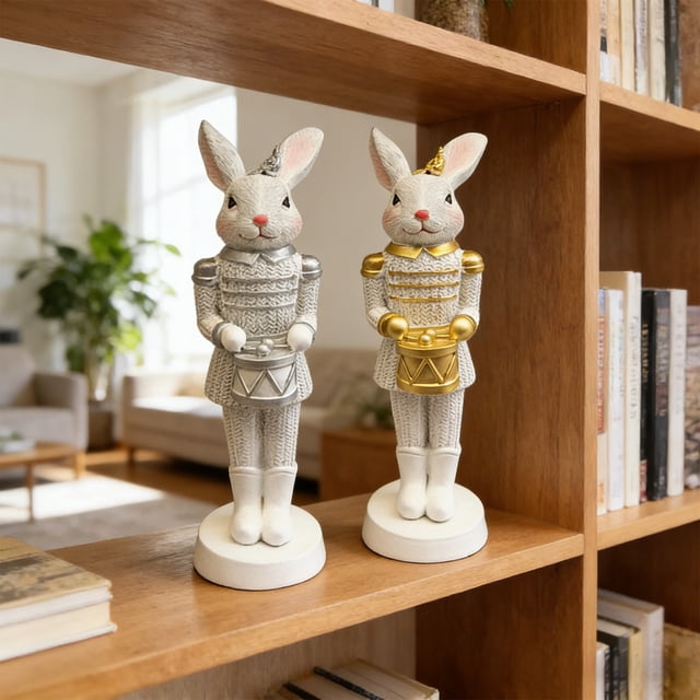 Easter Decorations Bunny Figurines, Easter Bunny Decorations Bunny Figurines Easter Decorative Nutcracker Figures Spring Party Decorations,Resin Bunny Holiday Figure for Home Table Decorations
