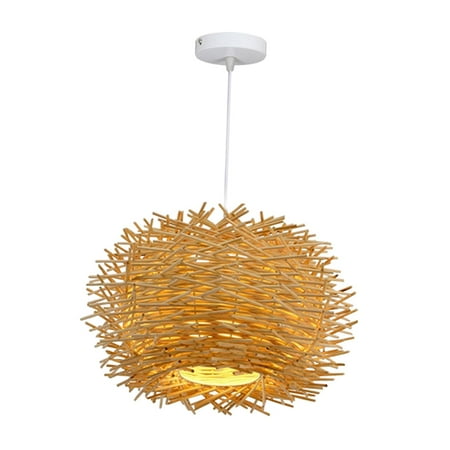 

Rattan Lantern Pendant Lamp Retro Japanese Style E27 Chandelier Hanging Light Ceiling Lighting Fixture for Living Room Bedroom