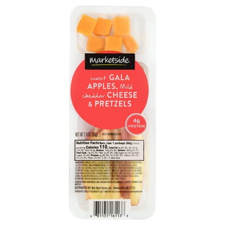 Marketside Sweet Gala Apples, Mild Cheddar Cheese & Pretzels Snack Pack, 2.4 oz