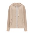 thumbnail image 4 of Womens Full Zip Hoodies, Fall Coats for Women Fashion Loose Fit Solid Color Long Sleeve Pullover Sweatshirts with Pockets, 4 of 6