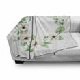 thumbnail image 3 of Anemone Flower Soft Flannel Fleece Throw Blanket, Round Composition with Flourishing Fresh Bedding Plants and Stems, Cozy Plush for Indoor and Outdoor Use, 50" x 70", Green Peach Black, by Ambesonne, 3 of 6