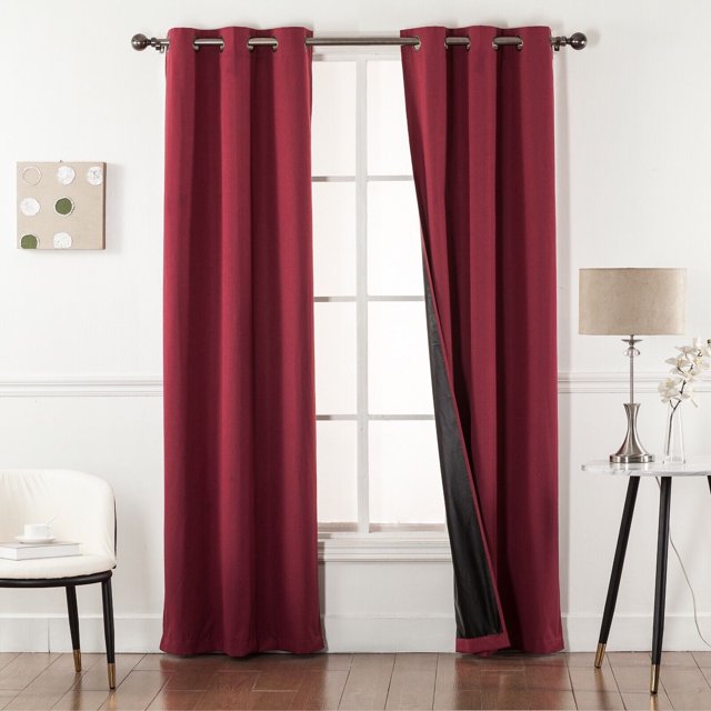 Cortinas térmicas opacas de 2 piezas, 100 % opacas, con reverso y ojales negros, 4 tamaños