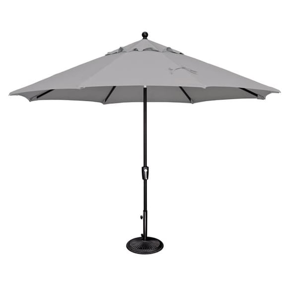 SimplyShade Outdoor Patio Market Umbrella with Black Push Button Tilt - Gray - 11'