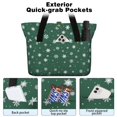 thumbnail image 2 of Tote Bag for Women - Green Christmas Snowflake Pattern Shoulder Bag - Large Utility Work Duffle Bag with Zipper Handbag for Travel, Work, Sprots, 2 of 5