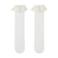 thumbnail image 2 of THDHVS Socks for Girls,Girls Mid Calf Socks with Princess Style Lace Ruffle Solid Color Soft Cute Socks for Dress Up and Special Occasion with Comfortable White Free Size, 2 of 3