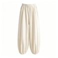 thumbnail image 7 of CheerKidz Harem Lantern Pants, High Waist Wide Leg, Drawstring Elastic Waist Pockets, Cuffed Cropped Joggers for Summer (Beige, M)., 7 of 7