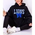 thumbnail image 6 of Lions Blue Floral Coquette Bow Hoodie for Women & Teens Trendy School Spirit Game Day Sweatshirt Black Hoodie Medium, 6 of 8