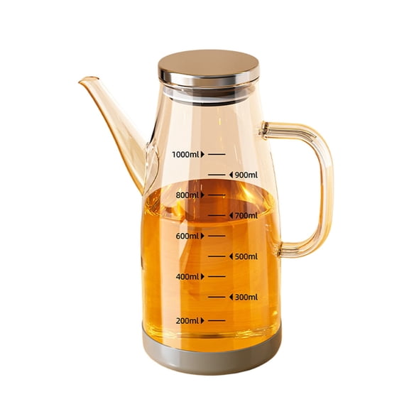 No-Drip Glass Oil Dispenser - High Borosilicate Glass, Silicone Seal - for Kitchen, Barbecue & Air Fryer, 600-1000ML Capacity
