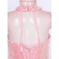 thumbnail image 5 of Hansber Kids Girls Shiny Sequins Jumpsuit Halter Neck Sleeveless Wedding Evening Pageant Party Rompers Pink 8, 5 of 7