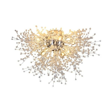 

Litfad Crystal Flush Mount Ceiling Light Modern Sputnik Firewor Ceiling Lamp for Bedroom Kitchen Island