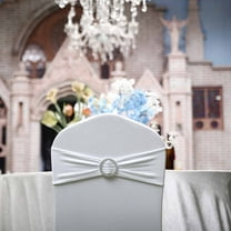 BalsaCircle 5 Spandex Chair Sashes Silver Round Buckle Party Ceremony Decorations Cheap