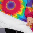 thumbnail image 3 of Oversized Wearable Blanket Hoodie,Rainbow Tie Dye Mandala Pattern Sherpa Blanket Hoodie with Super Pockets,Super Warm Fuzzy Pullover for Women & Men, 3 of 6