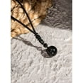 thumbnail image 3 of Black Obsidian Sphere Pendant Necklace with Braided Cord, Healing Stone Jewelry Jewelry Gift for Men and Women, 3 of 7