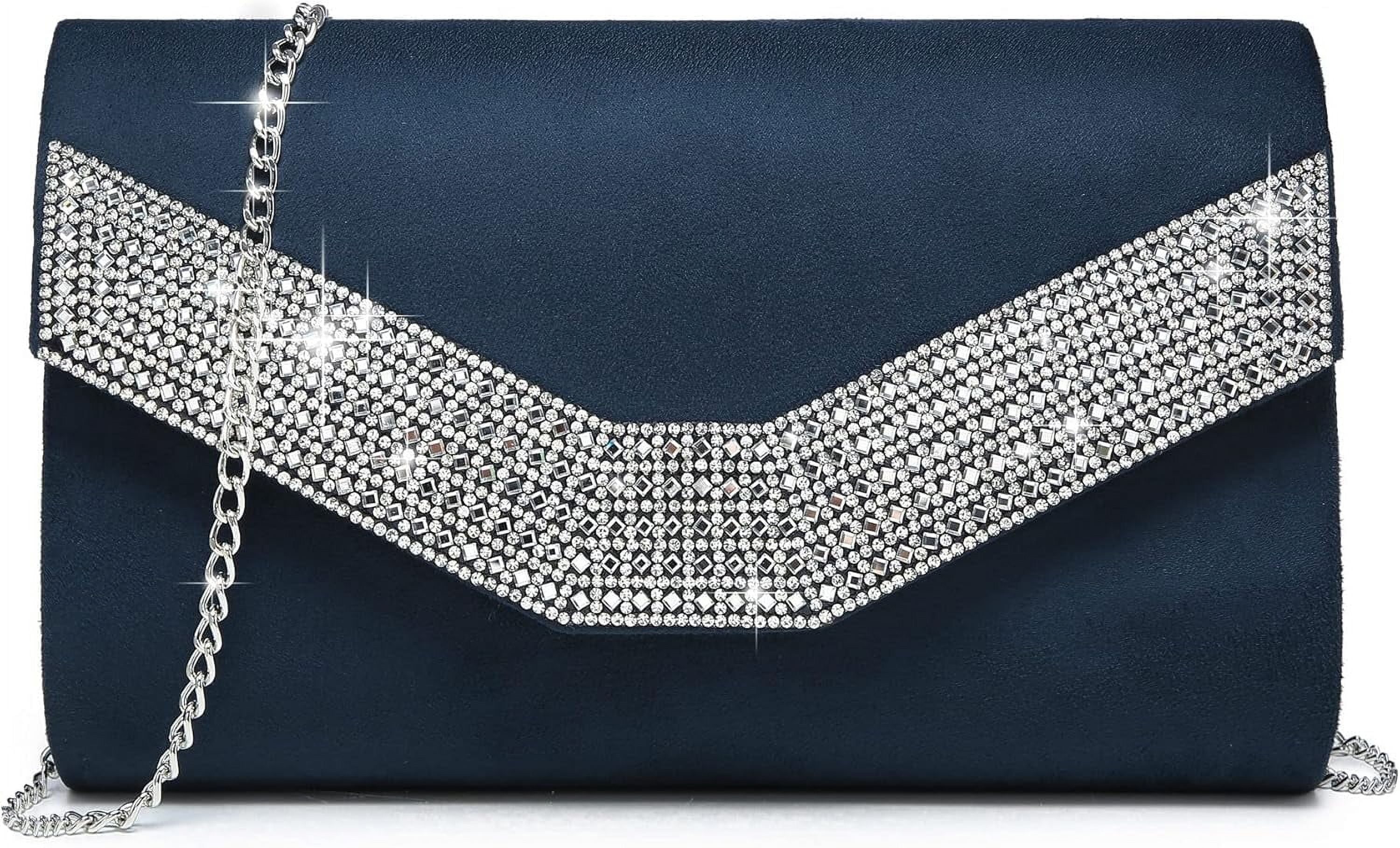 mirlewaiy Women's Evening Bags Formal Party Clutches Wedding Purses Cocktail Prom Handbags-rhinestone Navy