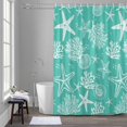 thumbnail image 5 of Marine Life Shower Curtains for Bathroom, Starfish Coral Shell Gradient Green Ocean Washable Fabric Shower Curtain with Hooks Waterproof Bathroom Decor Sets, 48 x 72 Inches, 5 of 9