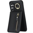thumbnail image 5 of Samsung Galaxy A14 5G Case with Card Holder for Women, Samsung Galaxy A14 5G Phone Case Wallet with Credit Card with Ring Kickstand Zipper Shockproof Slim Stand Case - Black, 5 of 18
