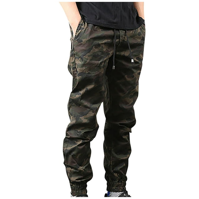 Army Lime Green Cargo Track Gym Trousers Pants for Man Fall Summer Loose Fit Oversized Camo Ruched Army Fatigue Straight Leg Long Leg Trousers Pants Sweat Pants Mens 2025 XXL
