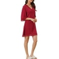 thumbnail image 4 of INSPIRE CHIC Women's Lace Nightdress Modal Soft Half Sleeve Sleepshirt Loungewear Pajama Nightgown XS Wine Red, 4 of 6