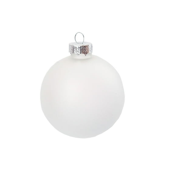 Whitehurst Petite Matte Finish Glass Christmas Ball Ornaments - 1.25" (30mm) - Snow White - 40ct