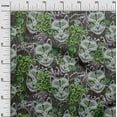 thumbnail image 3 of oneOone Viscose Chiffon Green Fabric Asian Japanese Mask Dress Material Fabric Print Fabric By The Yard 42 Inch Wide, 3 of 5