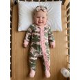 thumbnail image 4 of Cenuakty Infant Baby Girls Footed Romper Long Sleeve Camo Jumpsuit with Headband, 4 of 9