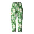 thumbnail image 4 of MIUOWANP Plus Size Women's Cropped Pants Elastic Waist Floral Print Breathable Sports Pants Size L(8)Green, 4 of 5