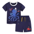 thumbnail image 4 of larppty Toddler Boys Pajamas Monster Truck Pjs Kids Dinosaur Short Sets Summer Sleepwear for Boy Jammies 2-8 Years（Dark Blue， 3-4 Years）, 4 of 6