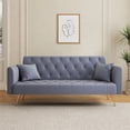 thumbnail image 6 of Aukfa Velvet Futon Convertible Sofa Bed, Upholstered Arm Couch for Home Office, 2 Pillows, Gray, 6 of 13