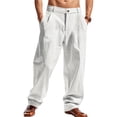 thumbnail image 3 of Men's Casual Slim Fit Solid Color Breathable Trousers Comfortable Straight Leg Pants for Everyday Wear Men's Jogger Pants Beach Trousers Black, 3 of 7
