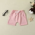 thumbnail image 5 of ZEHJUHAN Baby Girls' Casual 2-Piece Set Short Sleeve Letter Print Tee & Elastic Drawstring Waist Pocket Shorts Pink，0-3M, 5 of 12