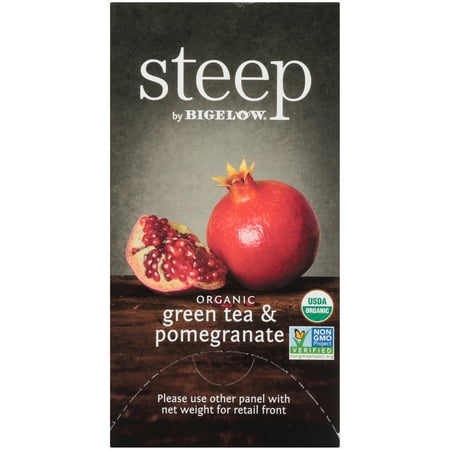 Steep by Bigelow Green Tea with Pomegranate, Organic Green Tea Bags, 20 Count
