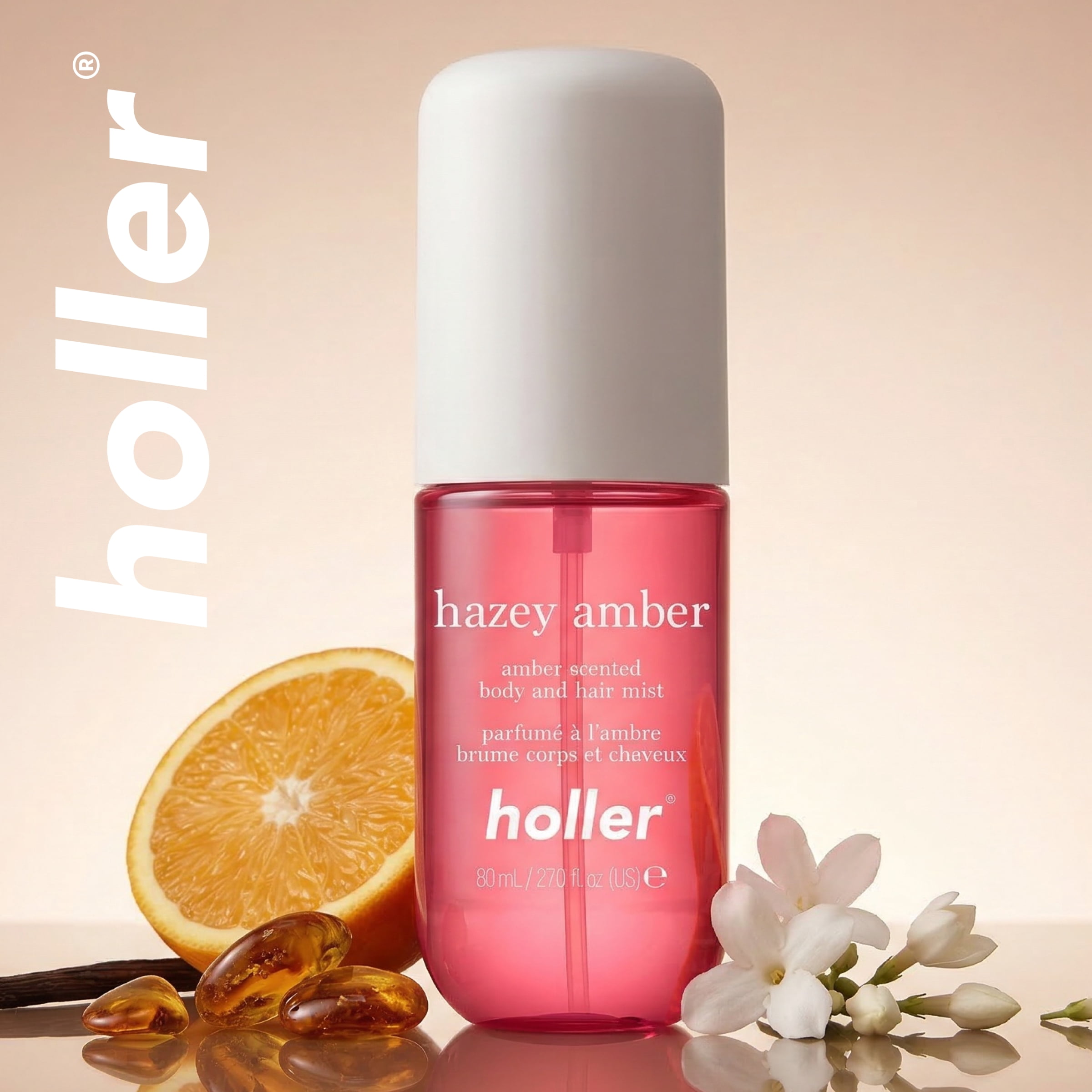 Holler Hazey Amber Body and Hair Fragrance Mist, Amber Scented, 2.7 fl oz