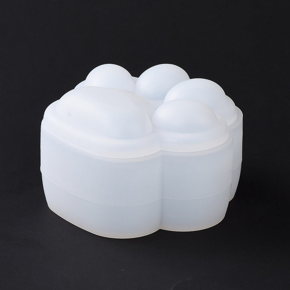 DIY Cat's Paw Print Storage Box Silicone Molds Resin Casting Molds For UV Resin Epoxy Resin Craft Making White 94x86x17mm & 93x88x41mm 2pcs/set