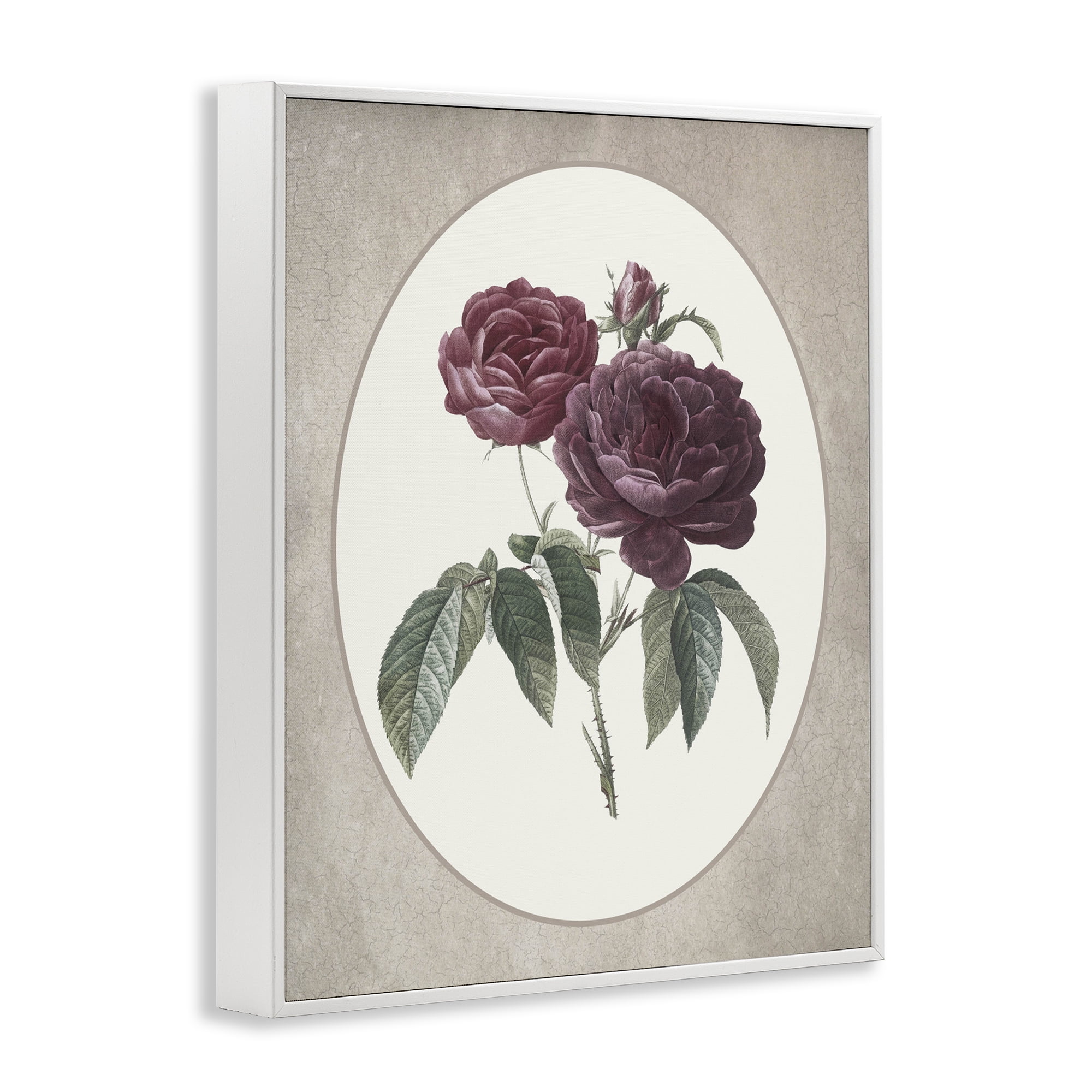 Vintage Blooms within Oval White Framed Giclee Art, design by Lettered and Lined