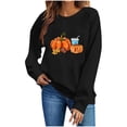 thumbnail image 6 of ZunFeo Womens Fall Oversized Graphic Crewneck Sweatshirt - Pumpkin Football Leaf, Black,Size M, 6 of 7