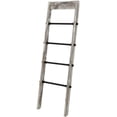 thumbnail image 5 of MyGift Wall-Leaning Rustic Wood and Industrial Black Metal Pipe Towel Rack, 5 of 7