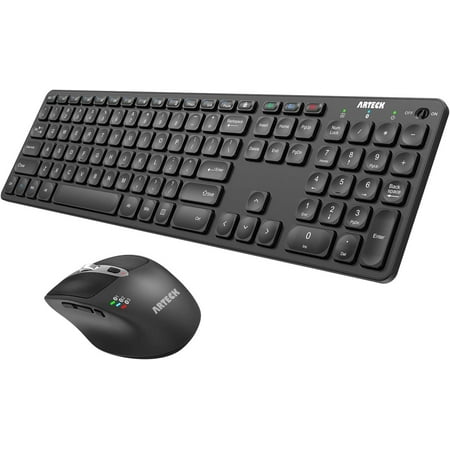 Arteck Universal Multi-Device Bluetooth Keyboard and Mouse Full Size Bluetooth Keyboard and Ergono Mouse