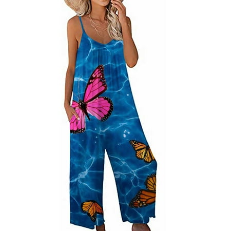 

Azrian Womens Plus Jumpsuits Pajamas Sets Casual Sling Wide Leg Long Pants Clearance