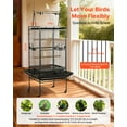 thumbnail image 6 of VEVOR Bird Cage, 32.7 x 31.1 x 82.7 inch, Open Flat Top, Wrought Iron Bird Flight Cage with Perches, Slide-Out Tray, Plastic Feeders, for Cockatiel, Monk Parakeet, African Grey Parrot, 6 of 9