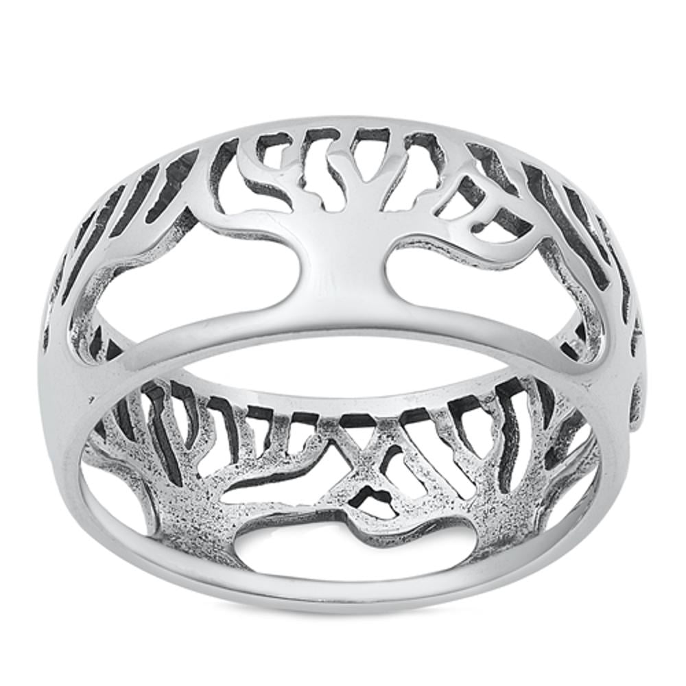 925 Sterling Silver WOMEN'S "TREE OF LIFE" BAND DESIGN RING SIZES 6-12 