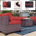 thumbnail image 3 of Gotland Ensemble de Meubles de Patio Extérieur avec Table de Foyer au Propane de 43 Pouces, Ensemble de Conversation de Canapé Sectionnel de Patio de 10 Pcs pour l'Extérieur (Rouge), 3 of 7
