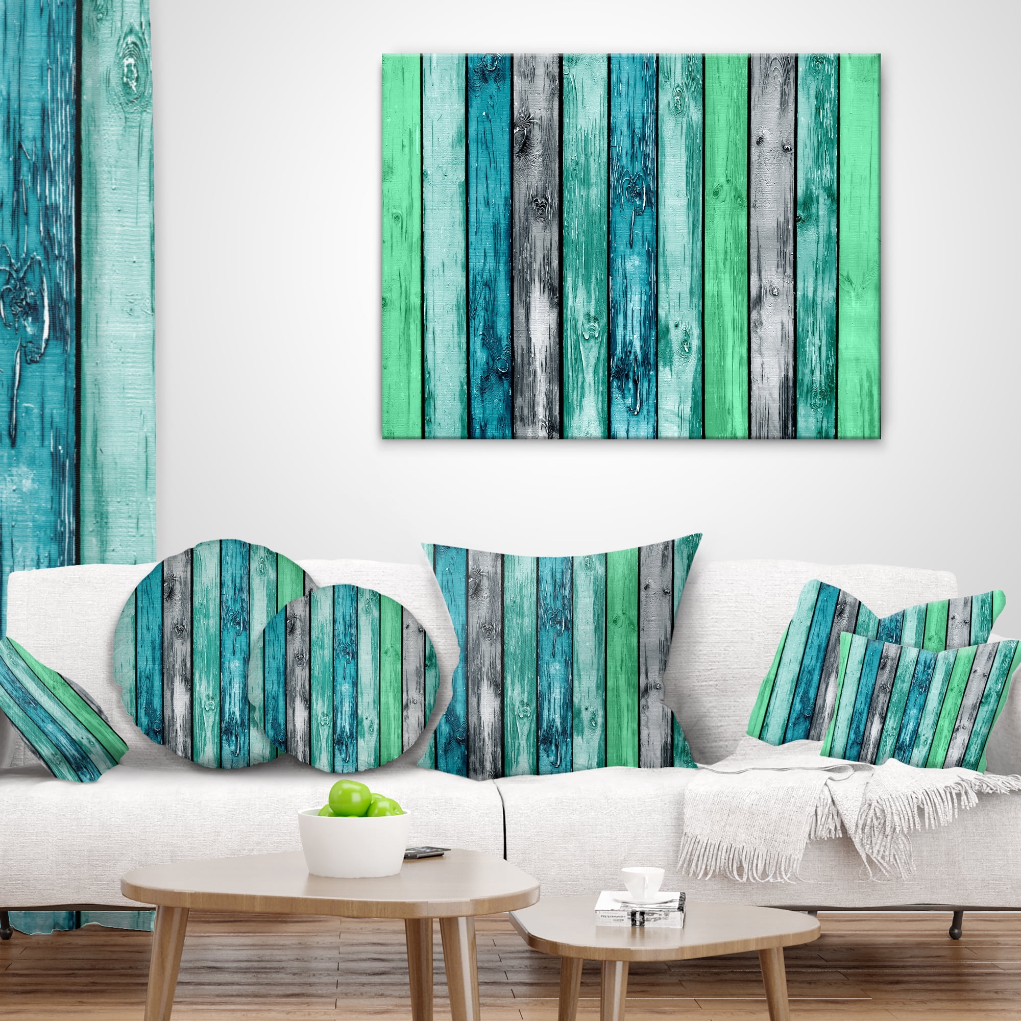 Designart Painted Wooden Planks - Abstract Throw Pillow - 12x20