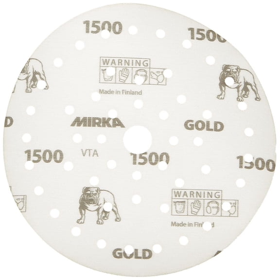Mirka Gold Film Multifit 6'' Sandpaper Grit 1500 Hook and Loop, 50 Pack 6 inch