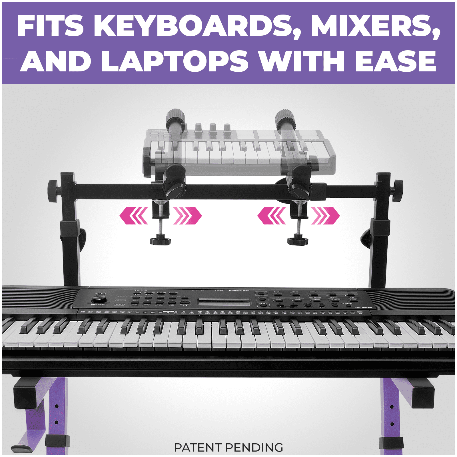 Liquid Stands 2 Tier Keyboard Stand Attachment with Straps - Arms Only - Adjustable Electric Piano Stand for 54 - 88 Key Music Keyboards & Synths - Double Stand Extender