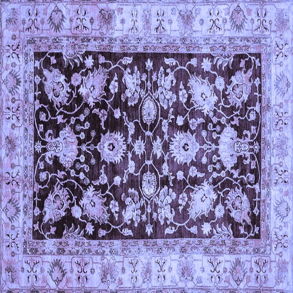 Ahgly Company Machine Washable Indoor Square Oriental Blue Traditional Area Rugs, 4' Square